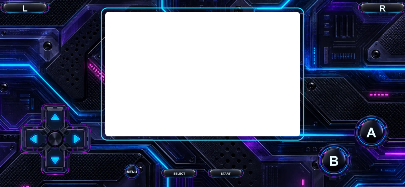Midnight Neon GBA skin in landscape layout